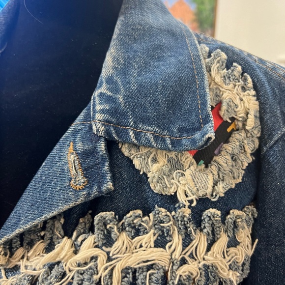 1980s Unique Ladies Denim Jacket with appliqués & metal stars - Picture 5 of 16